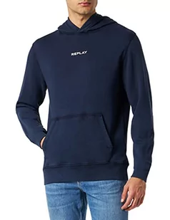 Replay Męska bluza z kapturem M6277, niebieska 085, XXL - Bluzy męskie - miniaturka - grafika 1