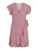 Sukienki - Vila Damska sukienka Vifini Wrap S/S Short Dress-Noos, Pink Yarrow/Aop: alini, 38 - miniaturka - grafika 1