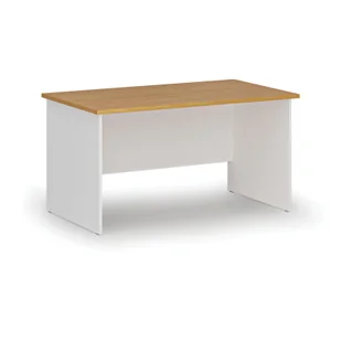 Biurko proste PRIMO WHITE, 1400 x 800 mm, biały/buk - Biurka - miniaturka - grafika 1