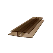 Listwy i profile - H-profil łączący: 8, 6000,  Dymiony brąz - miniaturka - grafika 1