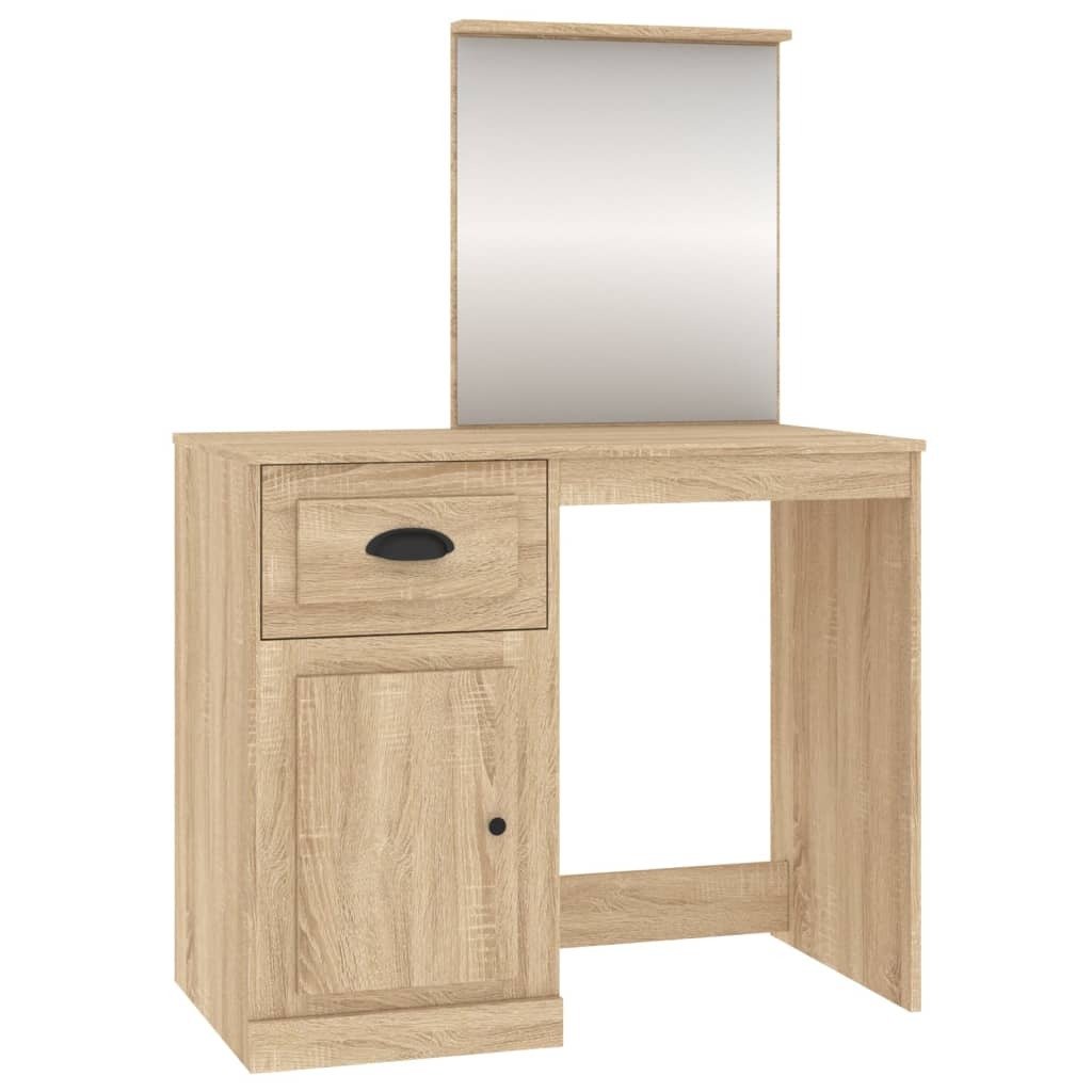 vidaXL Toaletka z lustrem dąb sonoma 90x50x132,5 cm