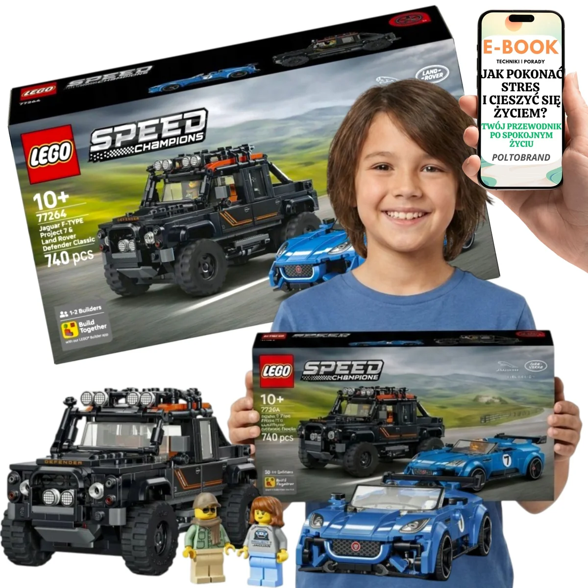 LEGO Speed Champions Jaguar i Land Rover Zestaw Kolekcjonerski Prezent Dla Dziecka 77264