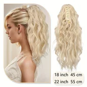 Pozostałe akcesoria fryzjerskie - TEMU Rozszerzenia do kucyka z klipsem - Długie syntetyczne faliste warkocze z bezpiecznymi klipami, naturalny wygląd dla kobiet, dodają objętości i - miniaturka - grafika 1