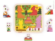 Układanki dla dzieci - Janod Układanka drewniana 3D - Rodzina króliczków - miniaturka - grafika 1