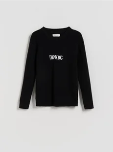 Reserved - Bawełniany sweter z nadrukiem - czarny - Bluzy dla chłopców - miniaturka - grafika 1