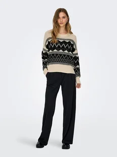 ONLY Sweter w kolorze beżowo-czarnym - Swetry damskie - miniaturka - grafika 1