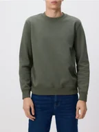 Bluzy męskie - Reserved - Gładka bluza z bawełną - jasny zielony - miniaturka - grafika 1