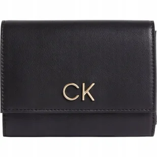 Calvin klein portfel damski re-lock trifold czarny - Portfele - miniaturka - grafika 1