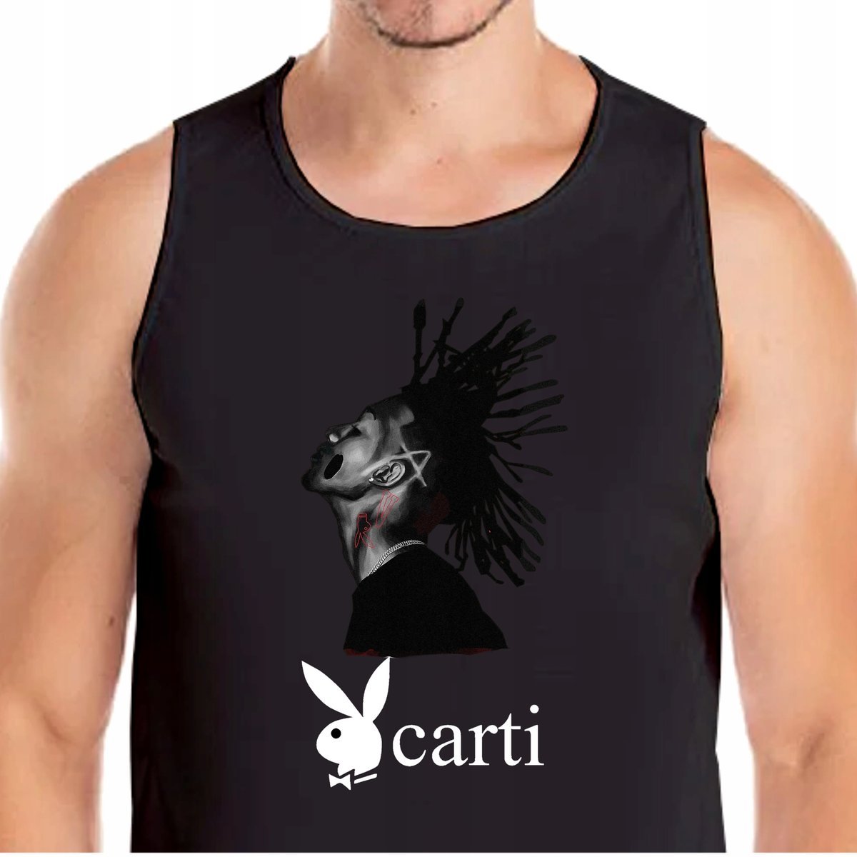 3347 TANK KOSZULKA PLAYBOI CARTI RAP XL CZARNA