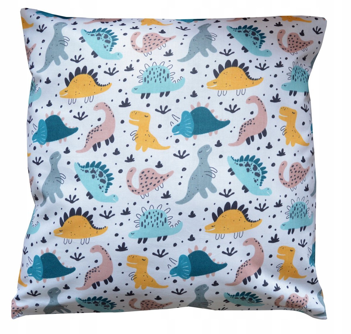 Poszewka dziecięca bawełna DINOZAURY KOLOROWE zwierzęta 40x40