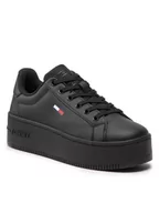 Sneakersy damskie - Tommy Jeans Sneakersy Flatform Ess EN0EN02043 Czarny - miniaturka - grafika 1