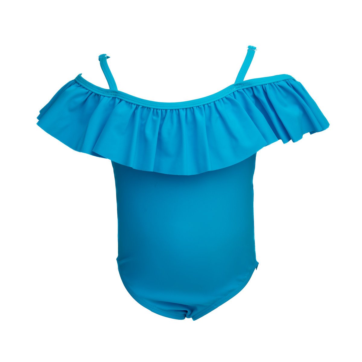 Dziewczęcy kostium kąpielowy jednoczęściowy z falbanką niebieski Mariss