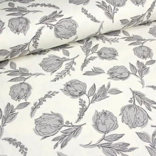 Owalny obrus bawełniany plamoodporny z wzorem Kwiaty biały - Obrusy i serwetki - miniaturka - grafika 1