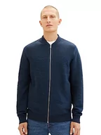 Kurtki męskie - TOM TAILOR Męska kurtka z dzianiny z bawełny z zamkiem błyskawicznym, 32800-Navy Tonal Multi Structure, XXL - miniaturka - grafika 1