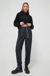 Spodnie damskie - Converse spodnie bawełniane kolor czarny gładkie - grafika 1