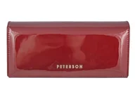 Portfele - Duży czerwony portfel damski, lakierowany, RFID, Peterson - miniaturka - grafika 1