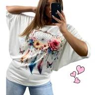 Bluzki damskie - SWETERKOWA BLUZKA DAMSKA łapacz nietoperz luźna wygodna tunika 40 42 L - miniaturka - grafika 1