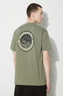Koszulki męskie - Napapijri t-shirt bawełniany męski kolor zielony z nadrukiem - grafika 1