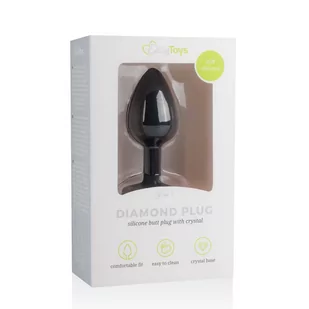 Easytoys Diamond - dildo analne z białym kamieniem (małe) - czarne - Dilda analne - miniaturka - grafika 1