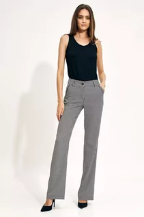 Spodnie damskie - Spodnie typu flare w pepitkę - grafika 1
