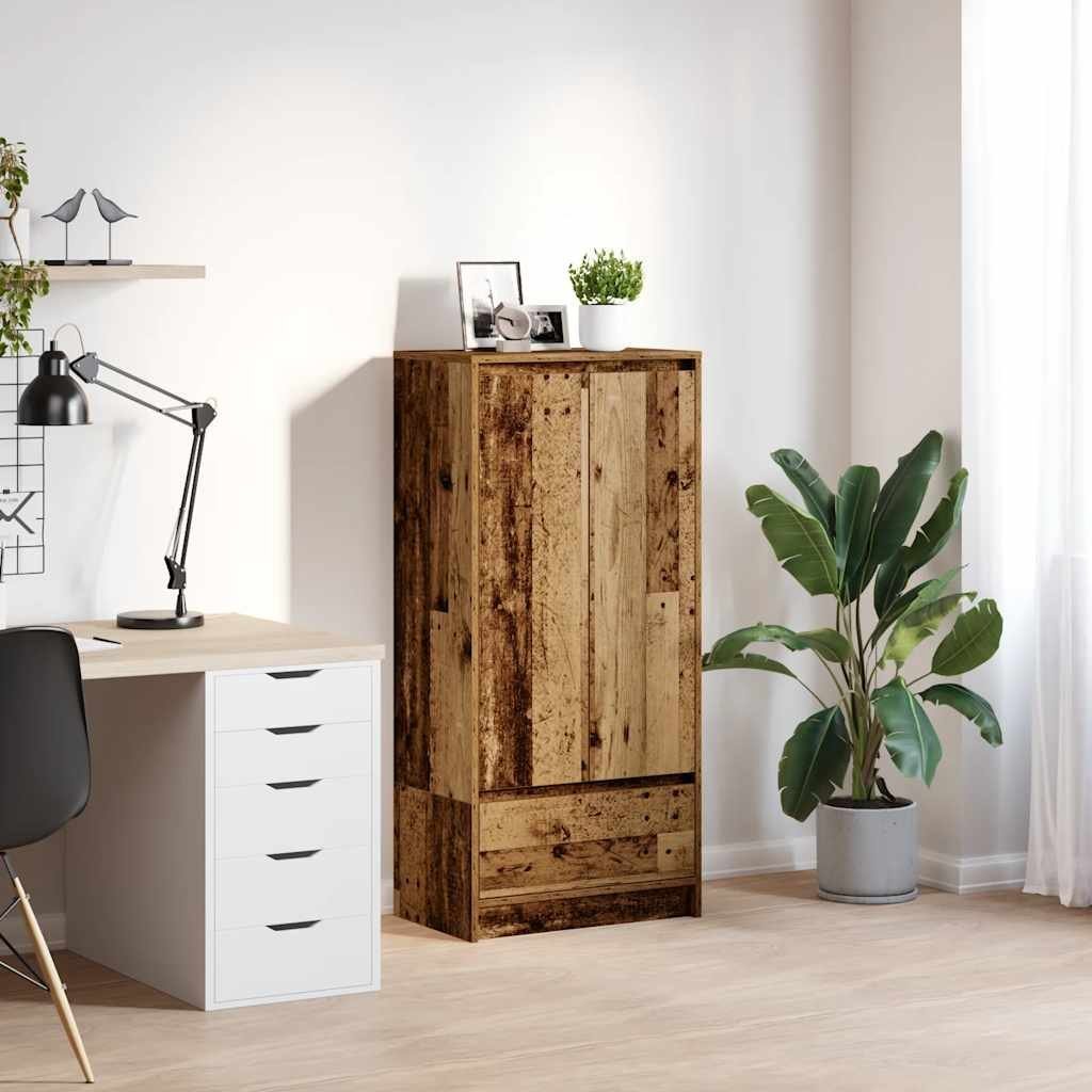 vidaXL Szafka z szufladą Stare drewno 55,5x34x119,5 cm Drewno klejone