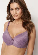 Biustonosze - Fioletowy Koronkowy Biustonosz Zapinany z Tyłu na Haftki na Regulowanych Ramiączkach Ellmira - miniaturka - grafika 1