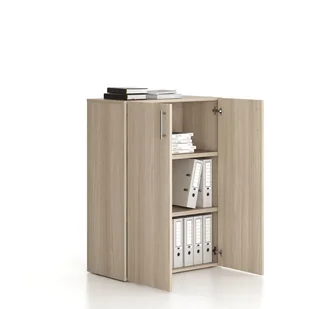 Szafa biurowa niska SOLID, 800 x 400 x 1080 mm, naturalny dąb - Szafy biurowe - miniaturka - grafika 1