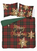 Pościel - Pościel świąteczna 160x200 Merry Christmas czerwona zielona kratka 5301 A Holland Święta 2024 - miniaturka - grafika 1