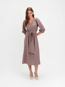 Sukienki - Elegancka sukienka z wiązaniem - miniaturka - grafika 1