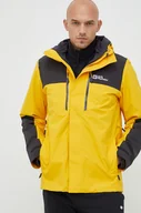 Kurtki i kamizelki sportowe męskie - Jack Wolfskin kurtka outdoorowa Jasper 3in1 kolor żółty - miniaturka - grafika 1
