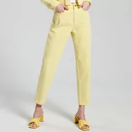 Spodnie damskie - Sinsay - Jeansy mom high waist - Żółty - miniaturka - grafika 1