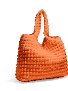 Pieces Shopper bag "Kinna" w kolorze pomarańczowym - Torebki damskie - miniaturka - grafika 1