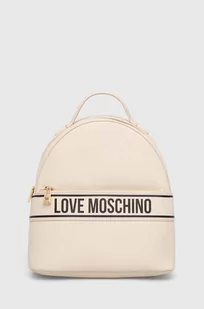 Love Moschino plecak damski kolor beżowy mały z nadrukiem - Plecaki - miniaturka - grafika 1