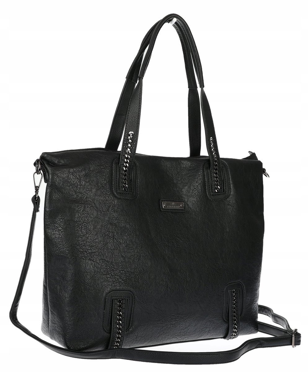 Torebka damska shopper A4 elegancka torba duża do pracy CH6687 Czarna