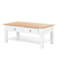 Ławy i stoliki kawowe - Biały stolik z drewna sosnowego z naturalnym blatem Støraa Inda - miniaturka - grafika 1