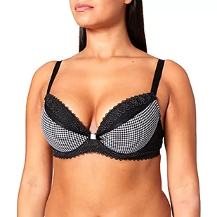 Passionata Damski piękny biustonosz push-up Passio, Czarny (Pied De Poule 7 W), 75A - Biustonosze - miniaturka - grafika 1
