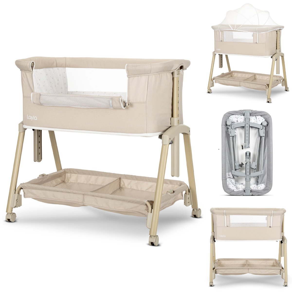 ŁÓŻECZKO DOSTAWNE 2W1 DO SYPIALNI REGULOWANE 0+ LORELLI LAYLA