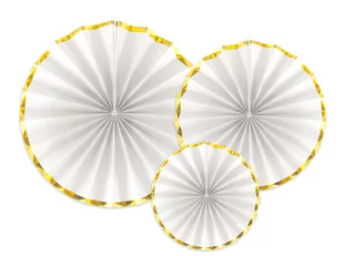 PartyDeco Rozeta wisząca "Classic Gold", białe, 3 szt RPK19-008 - Dekoracje sali - miniaturka - grafika 1