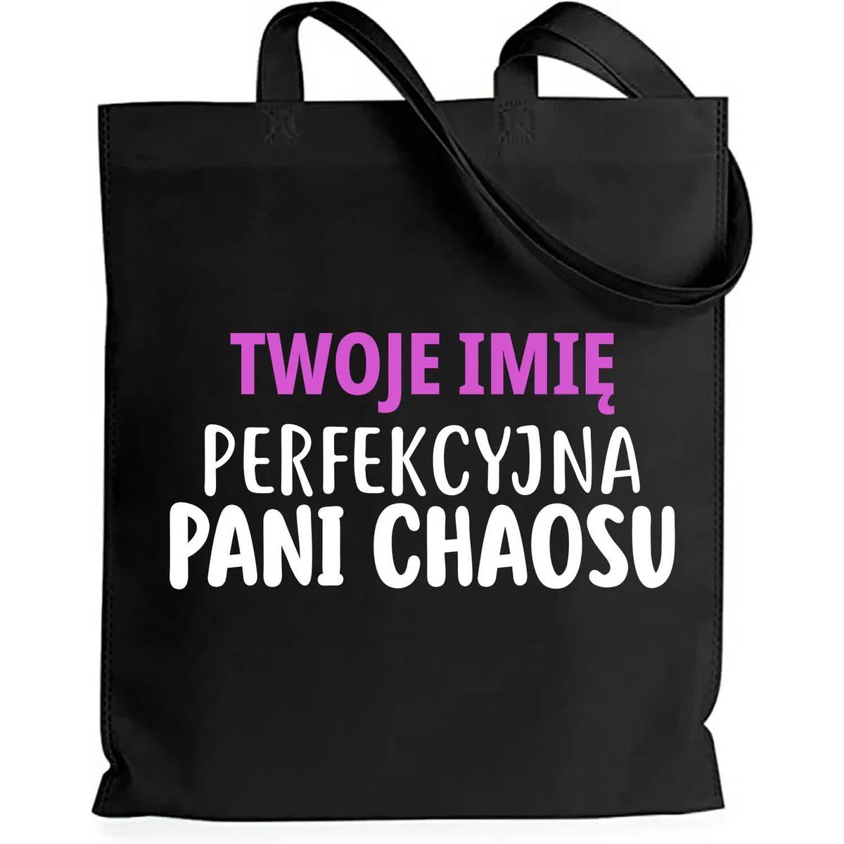 Torba EKO Czarna Shopper PANI CHAOSU *IMIĘ* Bawełniana Personalizacja Wzory