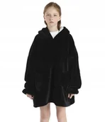 Koce i narzuty dla dzieci - Cieplutki Koc Bluza Z Rękawami I Kapturem Czarna Bez Marki - miniaturka - grafika 1