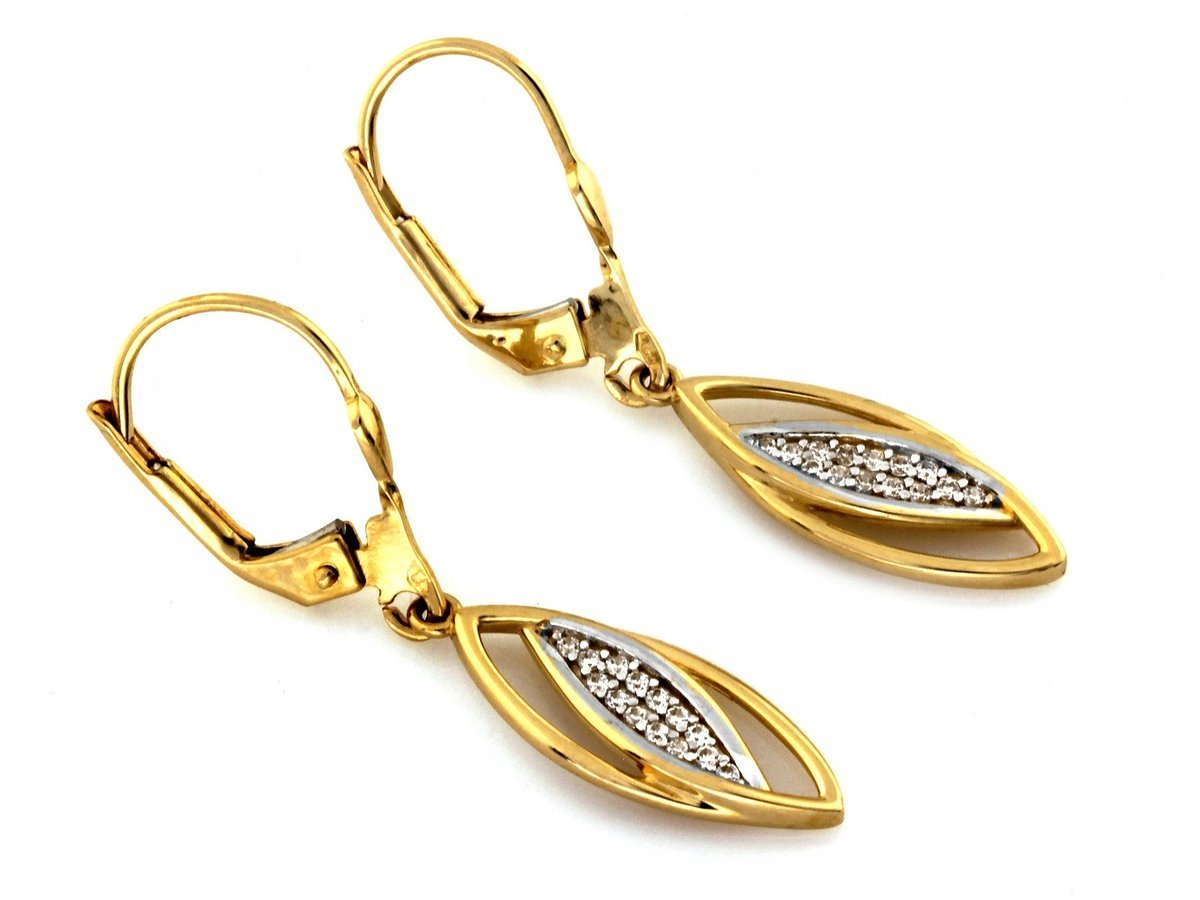 Kobiece kolczyki ze złota 585 z cyrkoniami modowe na prezent