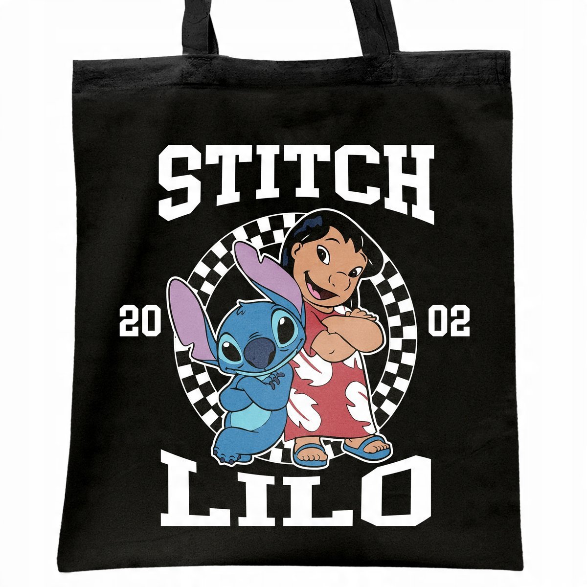 Torba bawełniana czarna na zakupy Stitch Lilo i Stich Dla Fanów
