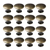 Zawiasy, okucia i inne akcesoria - Zestaw 16 okrągłych uchwytów do szafek kuchennych, komód, szuflad (ze śrubami), brąz, średnica 3 cm - miniaturka - grafika 1