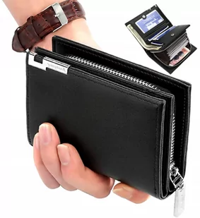 Męski portfel skórzany czarny skóra elegancki Etui - Portfele - miniaturka - grafika 1