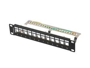 Lanberg Patch panel pusty 12 port 1U 10'' FTPczarny PPKS-9212-B - Panele krosownicze - miniaturka - grafika 1