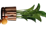 Donice - 32 cm wzór ŁOSOSIOWY Doniczka z podstawką * nowoczesna elegancka różowe złoto * duża szeroka donica * styl glamour * wysoki lustrzany połysk metali.. - miniaturka - grafika 1