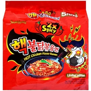 Samyang Ramyun o smaku ostrego kurczaka 2xSpicy, bombowo ostry 5 x 140g - Samyang 1369-uniw - Kuchnie świata - miniaturka - grafika 1