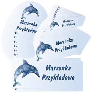Etykiety naklejki, zestaw naklejek, imienne, imię nazwisko, dla dziecka dziewczynki, do szkoły przedszkola, na zeszyt, przybory, wodoodporne, DELFIN.. - Szkolne artykuły papiernicze Etykiety naklejki, zestaw naklejek, imienne, imię nazwisko, dla dziecka dziewczynki, do szkoły przedszkola, na zeszyt, przybory, wodoodporne, DELFIN.. - Szkolne artykuły papiernicze - miniaturka - grafika 1