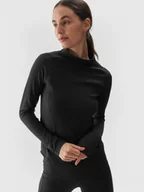 Koszulki sportowe damskie - Damski longsleeve do jogi 4F 4FWAW24TFLOF292 - czarny - miniaturka - grafika 1