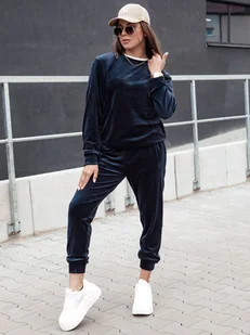 Komplet damski welurowy URBANVELVET granatowy Dstreet AY1060 - Dresy damskie - miniaturka - grafika 1